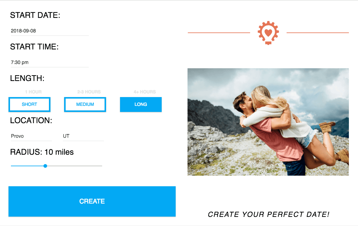 date idea generator form input