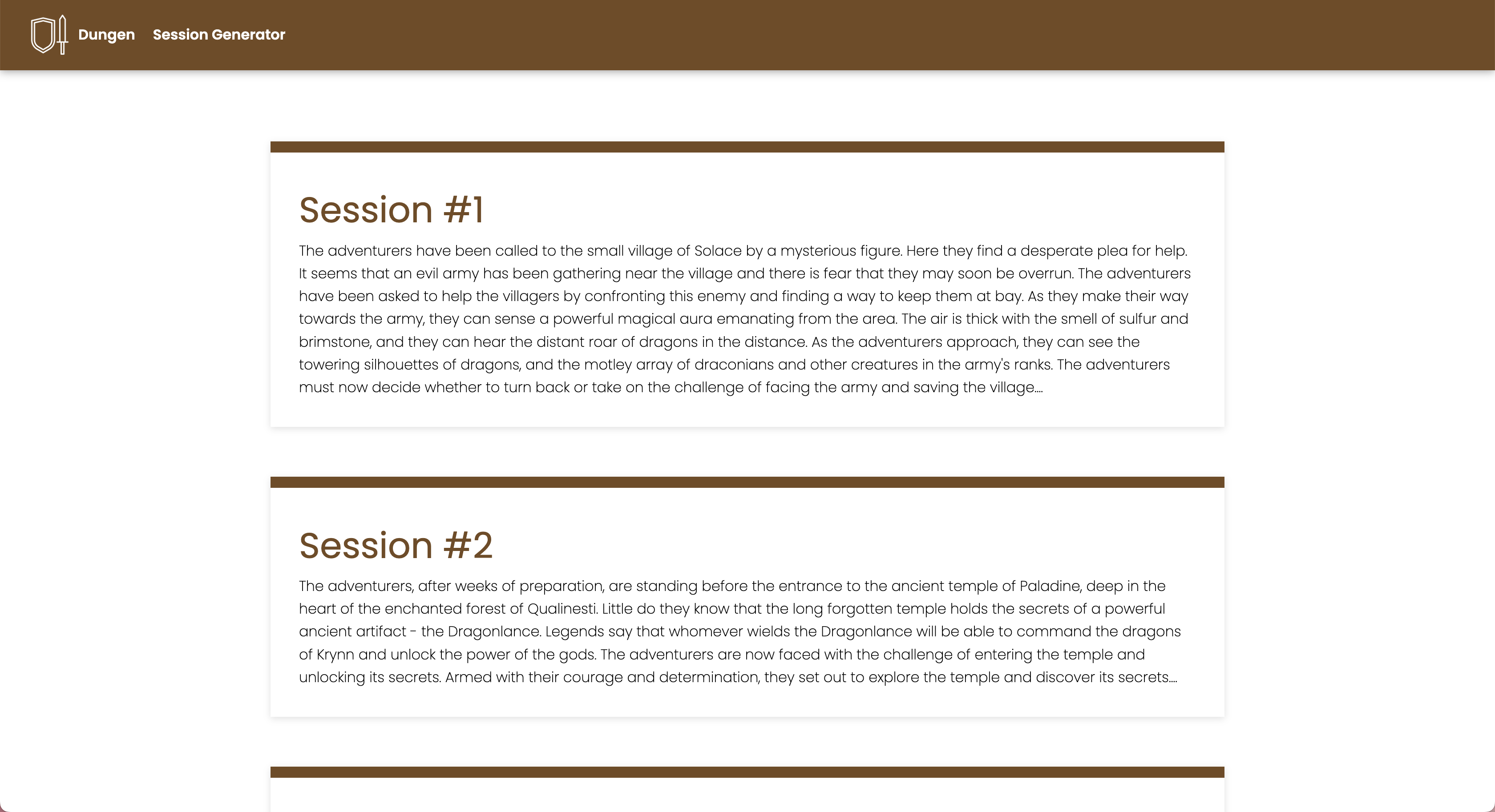 dungen results page