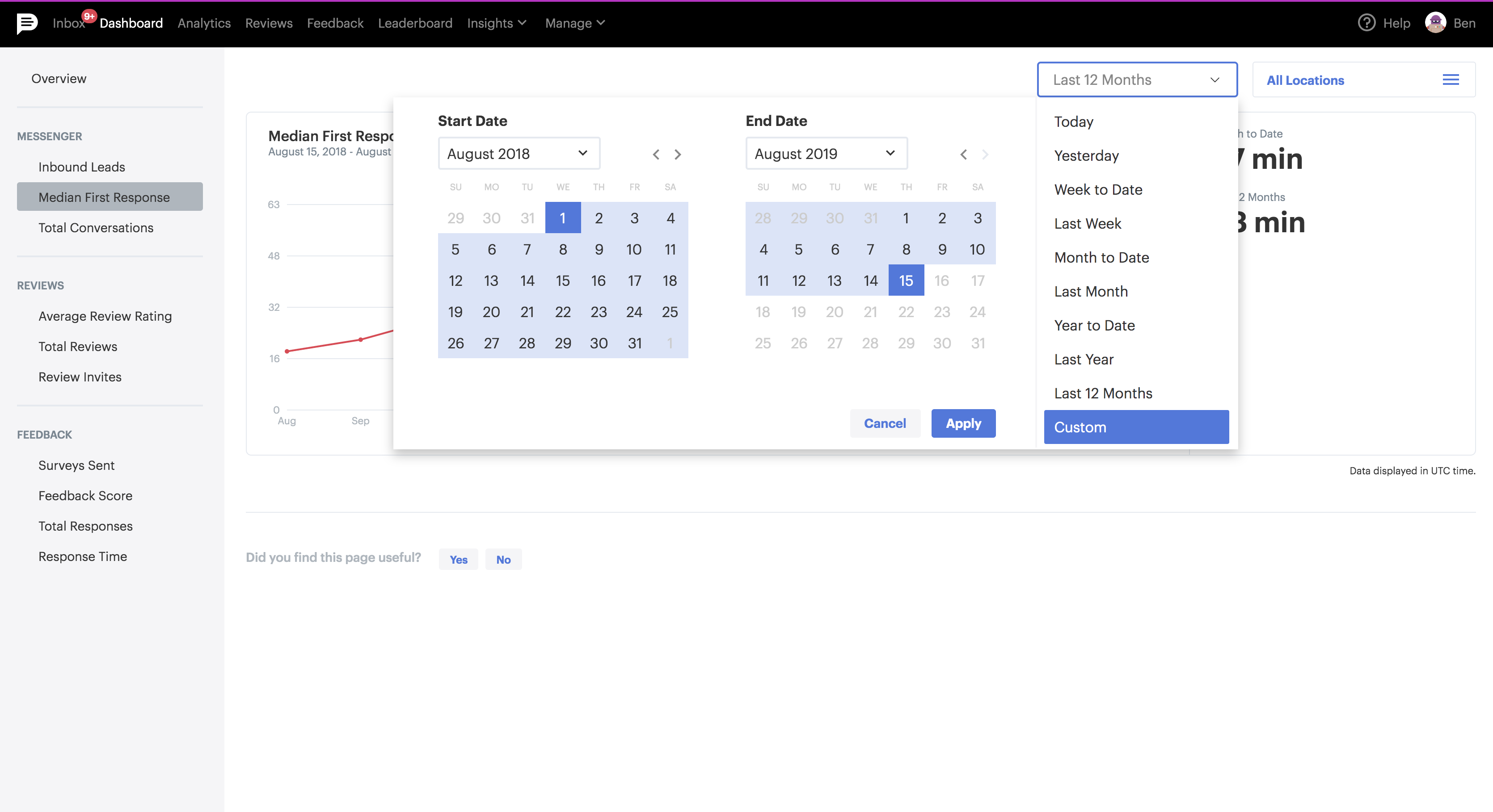 podium calendar dropdown